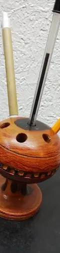 Portaplumas De Madera Forma Circular Hecho A Mano Vintage — Decoración vintage (foto 2)