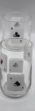 Lote Vasos De Cristal Con Figuras Cartas Póker Vintage 70's Transparente Con Negro Y Rojo — Coleccionables vintage, años 70s (foto 2)