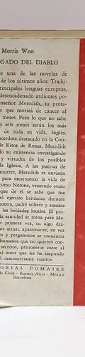 El Abogado Del Diablo Morris West Ed. Pomaire 1969 Argentina
