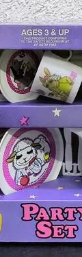 Juego De Té Vintage Lamb Chop & Friends Chilton Toys 1993 Blanco Con Morado Y Rosa — Decoración vintage, años 90s (foto 2)
