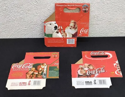 Navidad Coca Cola 90's Cajas Vacías Vintage Botellas 3-pack