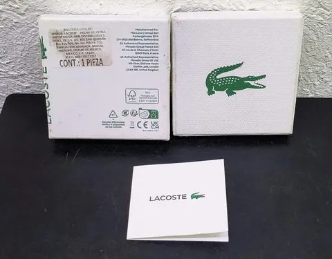 Caja/estuche Para Joyería Marca Lacoste Original Usado Blanco Con Verde