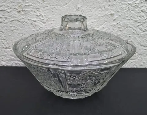 Dulcero De Vidrio Vintage Cristal Cortado 70's Antiguo Transparente