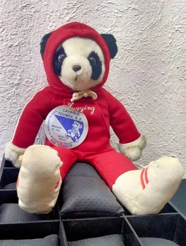 Oso De Peluche Deportista Sudadera Roja Toymex Vintage 40cm  Rojo — Coleccionables vintage