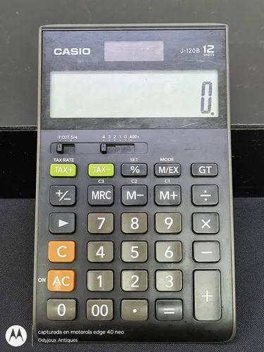 Calculadora Casio Solar J-120b 12 Dígitos Funcionando Orig Negro