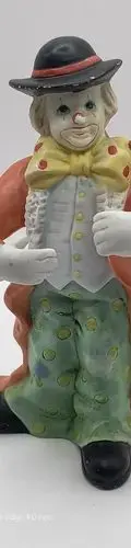 Payaso Elegante Con Saco Antiguo De Porcelana Vintage 80s Naranja Con Verde — Decoración vintage, años 80s
