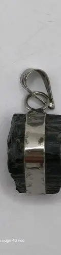 Dije De Turmalina Negra Recubrimiento Latón Plateado 3cm Negro — Coleccionables vintage (foto 5)