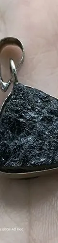 Dije De Turmalina Negra Recubrimiento Latón Plateado 3cm Negro — Coleccionables vintage