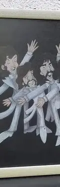Cuadro The Beatles Caricatura Arte Hecho A Mano 2009 México — Decoración vintage, años NOW