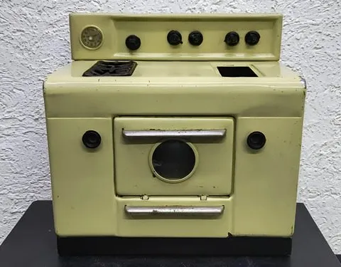 Mini Estufa De Lámina Vintage 60's Ward Amarilla Juguete Amarillo