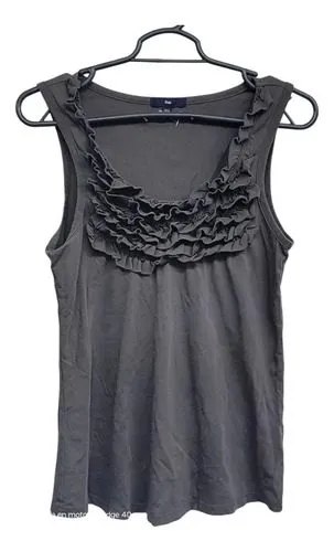 Blusa Sin Mangas Gap Talla Xs Cuello Redondo Olanes Original Gris Oscuro Lisa Xs