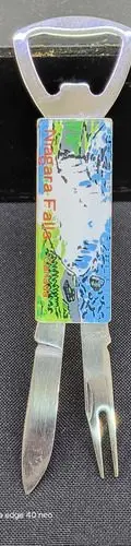 Destapador Abre Botellas Navaja Vintage Niágara Falls Metal Plateado Con Azul Y Verde — Coleccionables vintage, años 90s (foto 3)