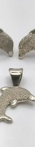 Aretes Y Dije Delfines En Plata Fina .925 Usado Plateado — Coleccionables vintage