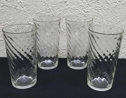 Set Vasos Cilíndricos Torneados Cristal 80's Vintage 250ml Transparente