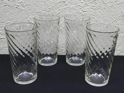 Set Vasos Cilíndricos Torneados Cristal 80's Vintage 250ml Transparente — Coleccionables vintage, años 80s