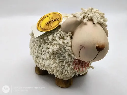 Borreguito De La Abundancia Tierno Trentino Adorno 10.5cm Beige — Decoración vintage