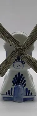 Salero D Porcelana Molino De Viento Vintage Souvenir Holanda Blanco Con Azul — Decoración vintage, años 70s (foto 3)