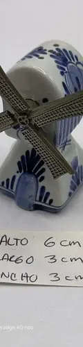 Salero D Porcelana Molino De Viento Vintage Souvenir Holanda Blanco Con Azul — Decoración vintage, años 70s (foto 10)