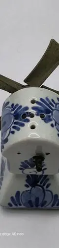 Salero D Porcelana Molino De Viento Vintage Souvenir Holanda Blanco Con Azul — Decoración vintage, años 70s (foto 7)