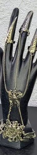 Brazalete De Cadena Punk Gótica Dedos Hasta Muñeca Plateada Plateado — Coleccionables vintage (foto 7)