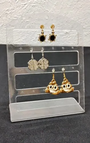 Exhibidor Aretes Placa Transparente Acrílico 18cm Lote 24pzs Blanco