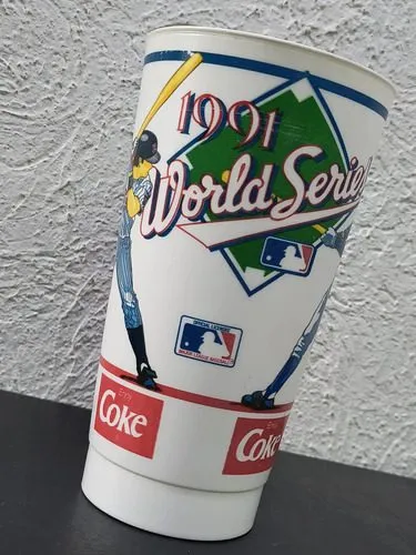 Vaso Coca Cola Vintage World Series 1991 Baseball Minnesota Rojo Con Blanco Y Verde