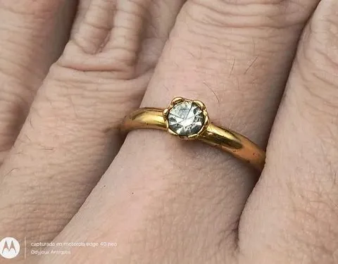 Anillo Solitario De Compromiso Zirconia Chapa De Oro Usado#8 Dorado 8