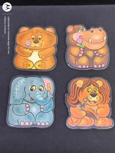 Set Portavasos De Animales Vintage Años 80's 4-pack Animales Vintage Naranja Oscuro