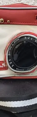 Bolsa Forma De Cámara Fotográfica Retro Vintage Roja Crossbo Rojo Liso Brilloso Oro Negro — Coleccionables vintage