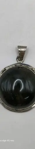 Dije De Latón Redondo Con Obsidiana Y Pirámide Teotihuacan Negro Con Plata — Coleccionables vintage (foto 5)