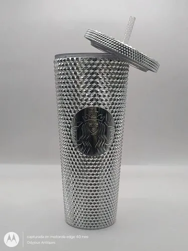Vaso Starbucks Geometrico Plateado/silver Studded Usado Plateado