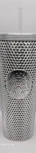 Vaso Starbucks Geometrico Plateado/silver Studded Usado Plateado