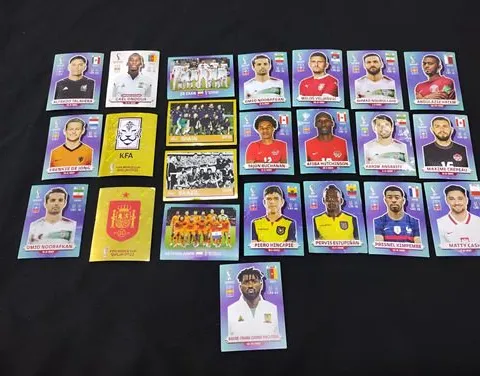 Lote 23 Estampas Fifa World Cup Qatar 2022 Panini Original Futbolistas Escudos Equipos Escudo