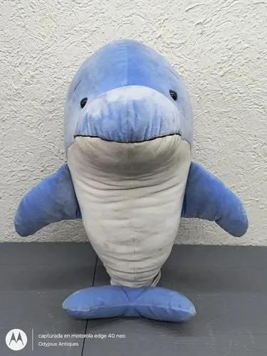 Delfin De Peluche Marca Schaffer Hecho En Indonesia 33cm Azul Con Blanco