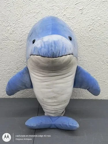 Delfin De Peluche Marca Schaffer Hecho En Indonesia 33cm Azul Con Blanco — Coleccionables vintage