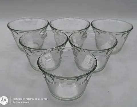 Juego De Moldes Gelatineros Flaneros De Vidrio Vintage 6pz Transparente