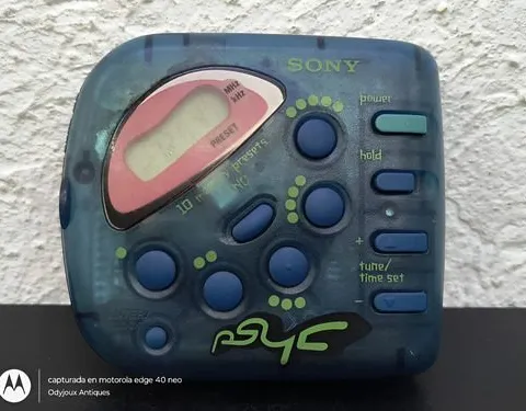 Radio Sony Psyc Am/fm Y Reloj Srf-psy04 Vintage De Colección Azul Petróleo