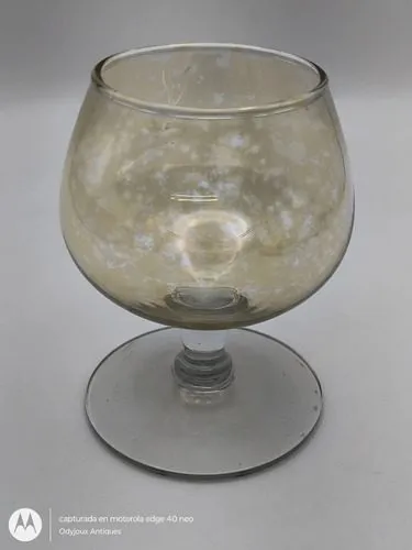 Copa De Cristal Antigua Para Brandy Deslavada Vintage 90ml Ámbar Deslavada