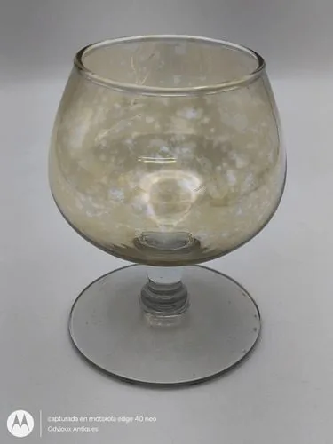 Copa De Cristal Antigua Para Brandy Deslavada Vintage 90ml Ámbar Deslavada — Decoración vintage