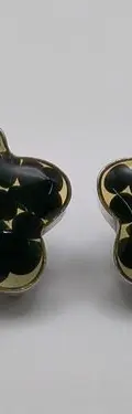 Juego Aretes Y Dije Flor Encapsulado Plata Fina .925 Usado Negro — Coleccionables vintage (foto 6)