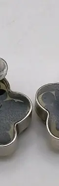 Juego Aretes Y Dije Flor Encapsulado Plata Fina .925 Usado Negro — Coleccionables vintage (foto 9)