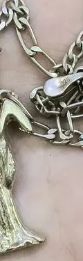 Cadena Tipo Cartier Dije Santa Muerte Latón Con Baño D Plata Plateado — Coleccionables vintage