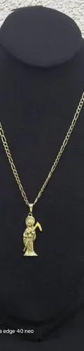 Cadena Tipo Cartier Dije Santa Muerte Latón Con Baño D Plata Plateado — Coleccionables vintage (foto 6)