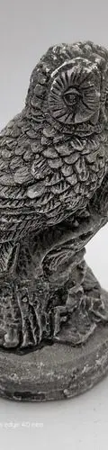 Estatua Figura Artesanal Animal Búho En Rama De Yeso 11.7cm Gris — Decoración vintage (foto 7)