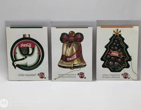 Decorines Coca Cola Colección Esferas Cartón Lote 3pz 90's