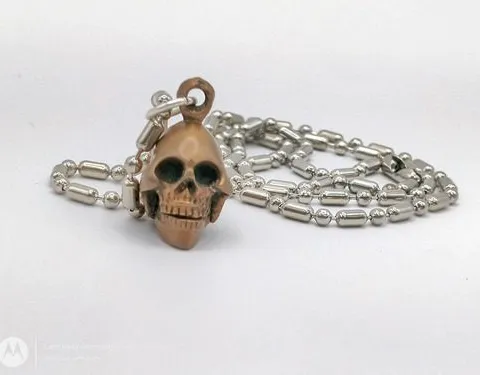 Collar Acero Inoxidable Con Dije Colgante Calavera De Latón Plateado