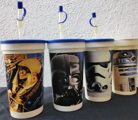 Vasos Tapa Pepsilindros Pepsi Star Wars Trilogía 1997 4 Pack Blanco Con Azul