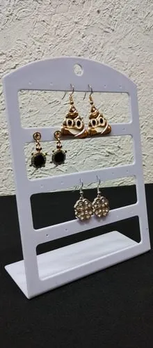 Exhibidor De Aretes Placa Blanco De Acrílico 19cm Lote 16pzs Blanco
