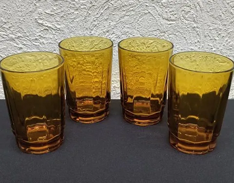 Set Vasos De Cristal Ámbar Vintage Kim Indonesia 4pack 150ml Ámbar