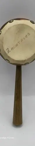 Tamborcito Giratorio Artesanal De Madera Juguete Antiguo Marrón Claro — Coleccionables vintage